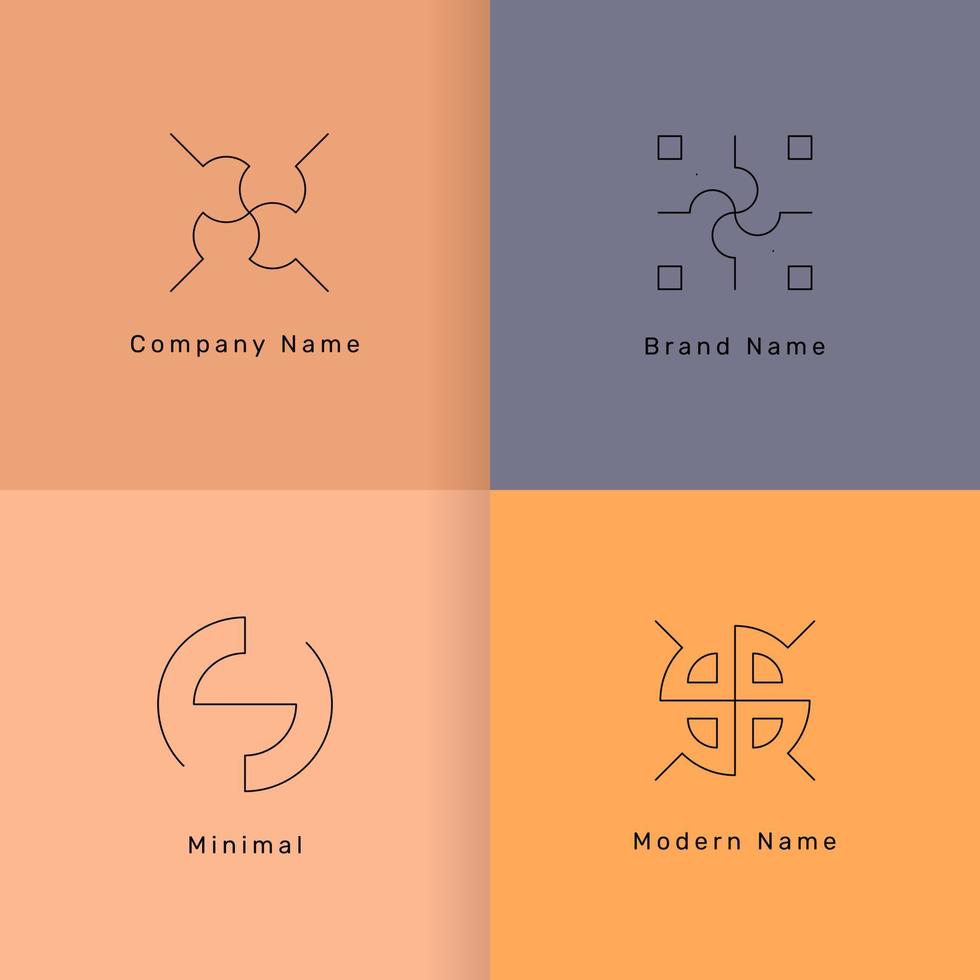 conjunto de designs de logotipo mínimo de monograma de estilo de linha. - vetor. vetor