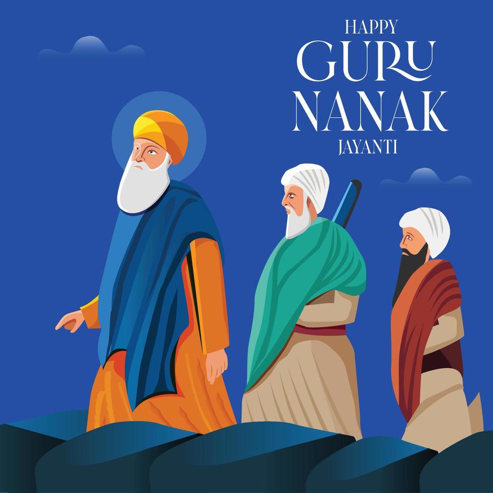 ilustração de gurpurab feliz, festival guru nanak jayanti de fundo de celebração sikh vetor