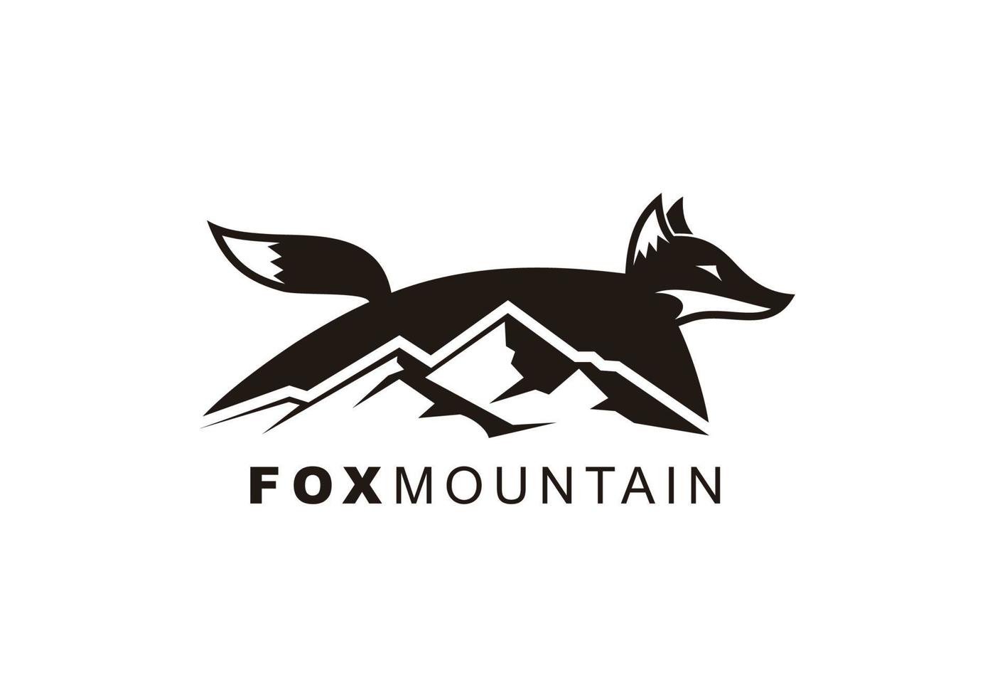 design de modelo de logotipo de montanha de raposa vetor