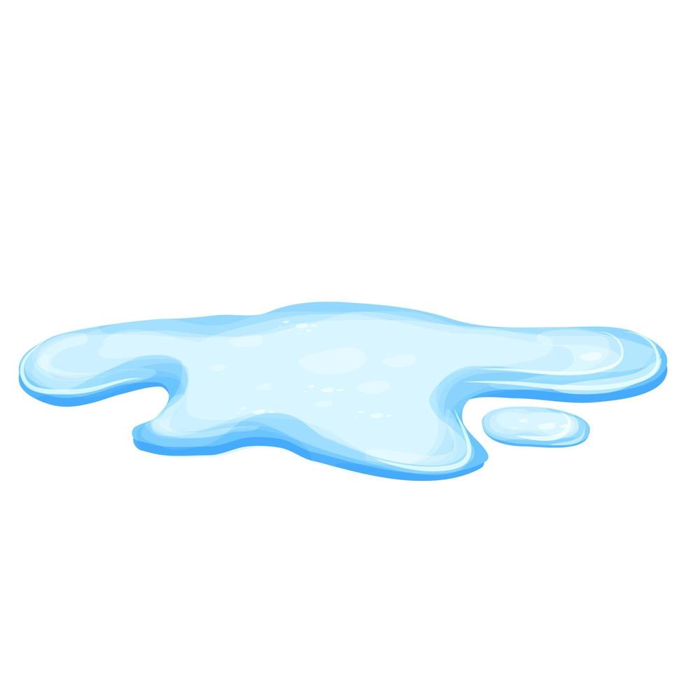 poça de água em estilo cartoon, isolado no fundo branco. derramamento, lago ou líquido. elemento de projeto. objeto sazonal. ilustração vetorial vetor