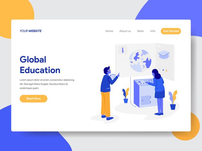 Molde da página da aterrissagem do conceito global da ilustração da educação. Conceito moderno design plano de design de página da web para o site e site móvel. vetor