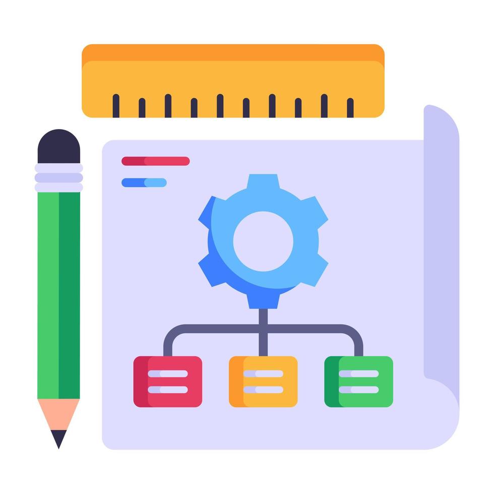 um ícone plano moderno de planejamento de projetos, vetor