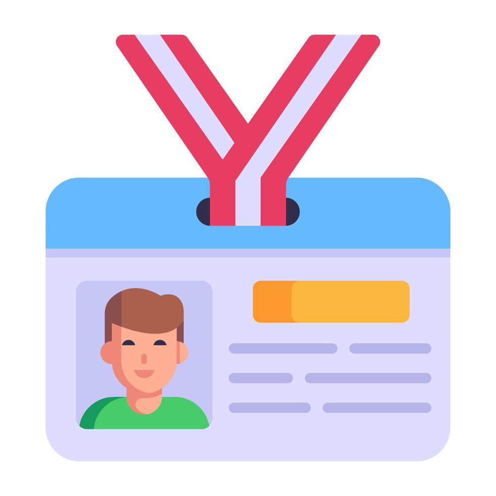 identificação pessoal, um ícone plano editável de cartão de identificação vetor