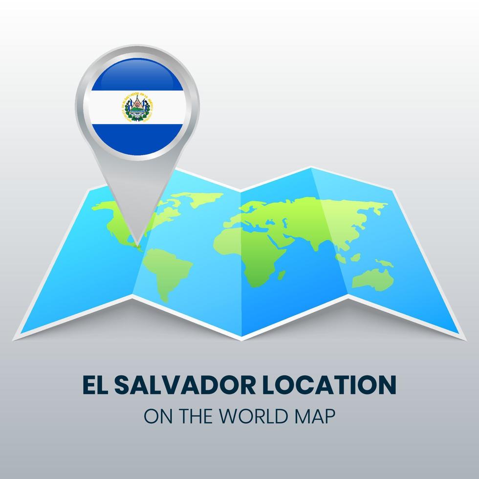 ícone de localização de el salvador no mapa do mundo, ícone de pino redondo de el salvador vetor