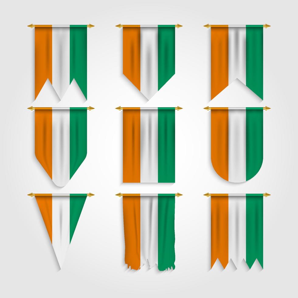bandeira da costa do marfim em diferentes formas vetor