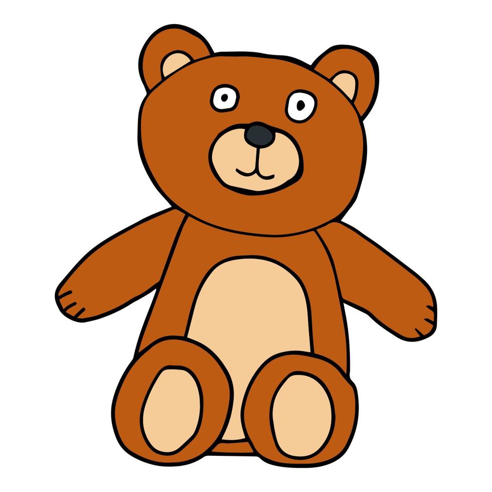 doodle brinquedo de ursinho de pelúcia para crianças isoladas no fundo branco. presente ou presente para crianças. vetor