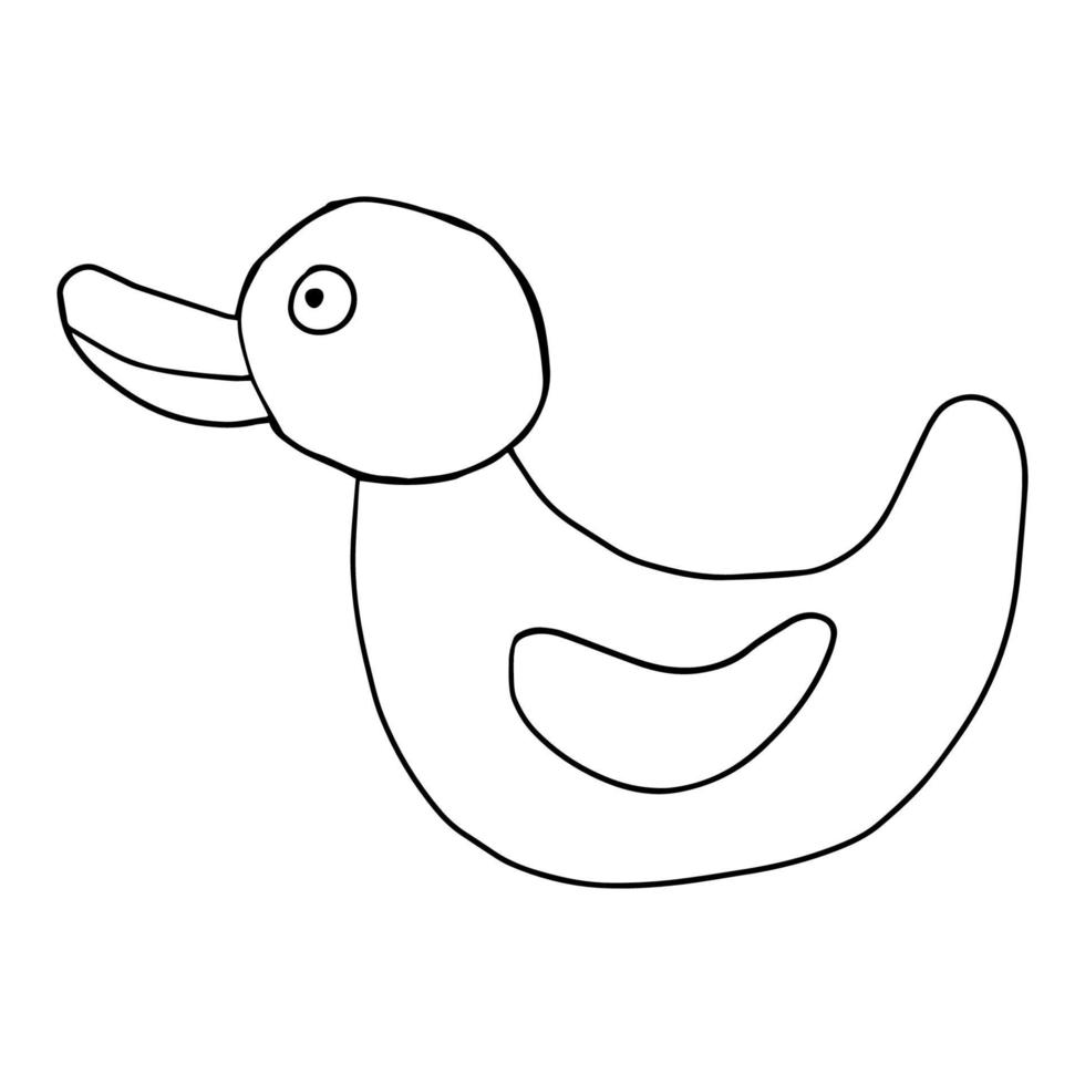 pato de borracha doodle para crianças brincando no fundo branco de íon isolado de banho. presente fofo para crianças. vetor