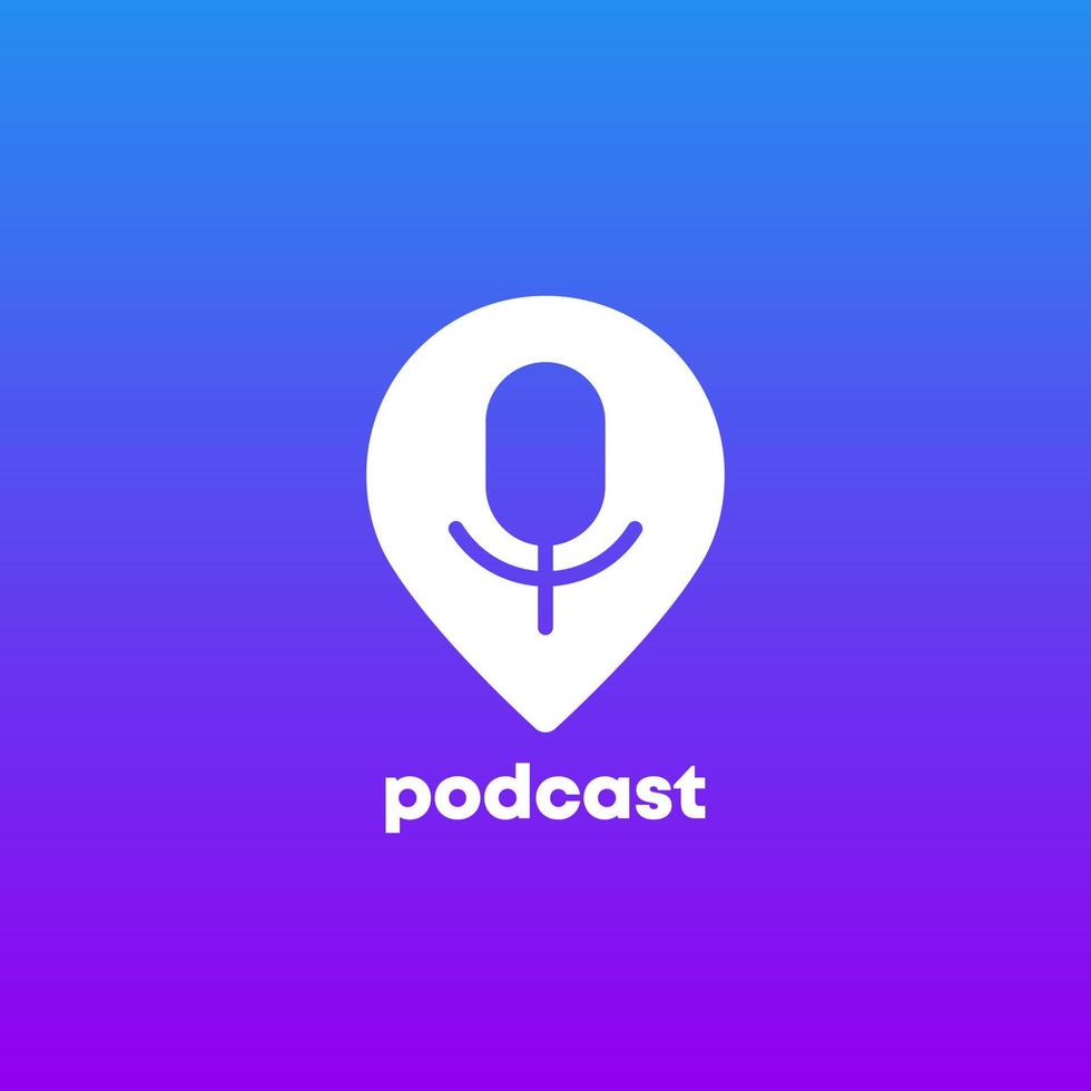 ícone do logotipo do podcast com marcador de pinos vetor