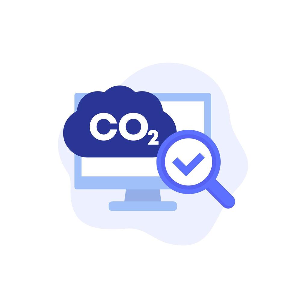 ícone de pesquisa de emissões de carbono, vetor