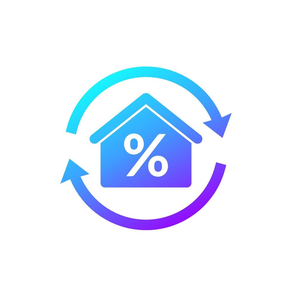 ícone de refinanciamento de hipoteca em branco vetor