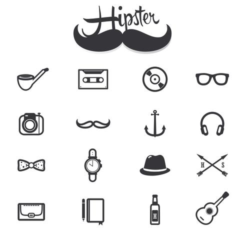 Conjunto de ícones de hipster vetor