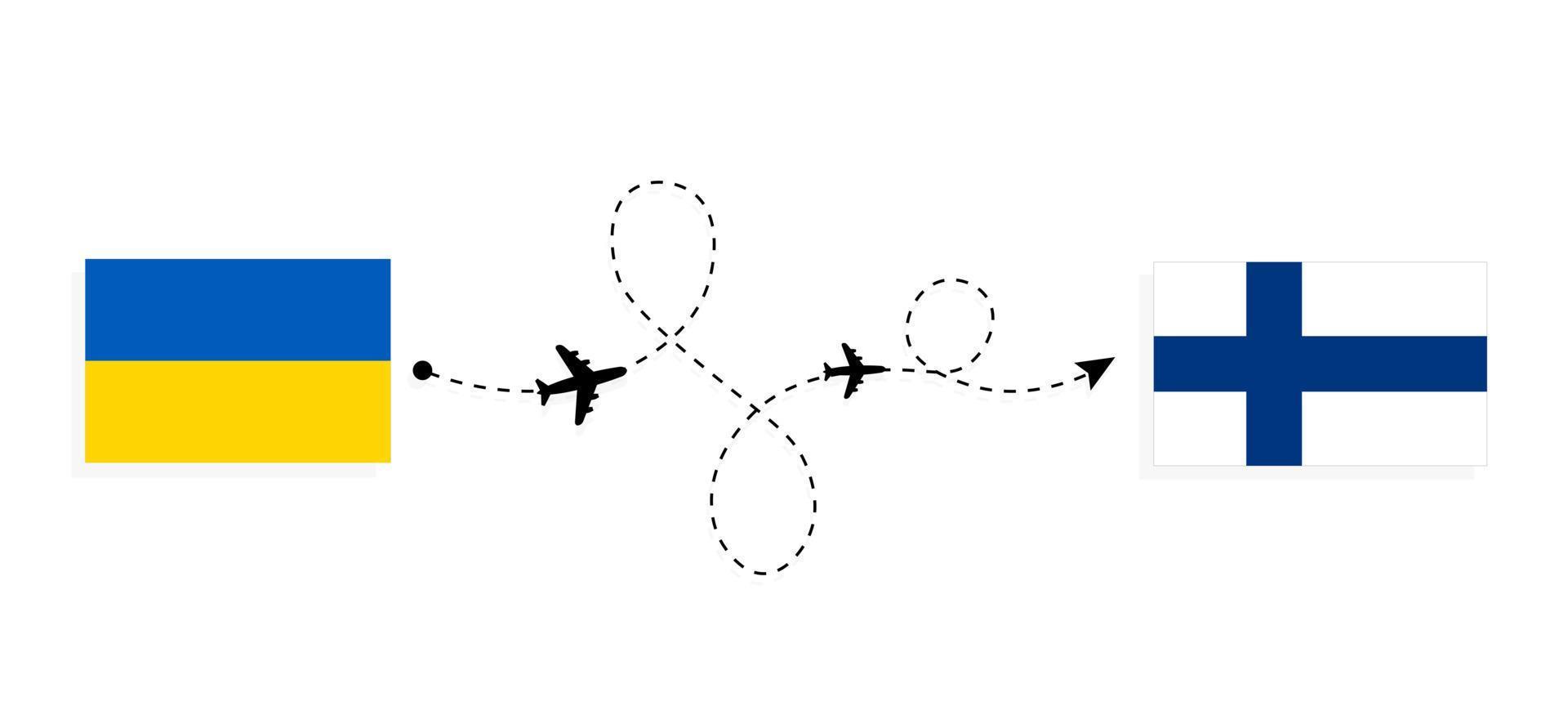 voo e viagem da ucrânia para a finlândia pelo conceito de viagem de avião de passageiros vetor