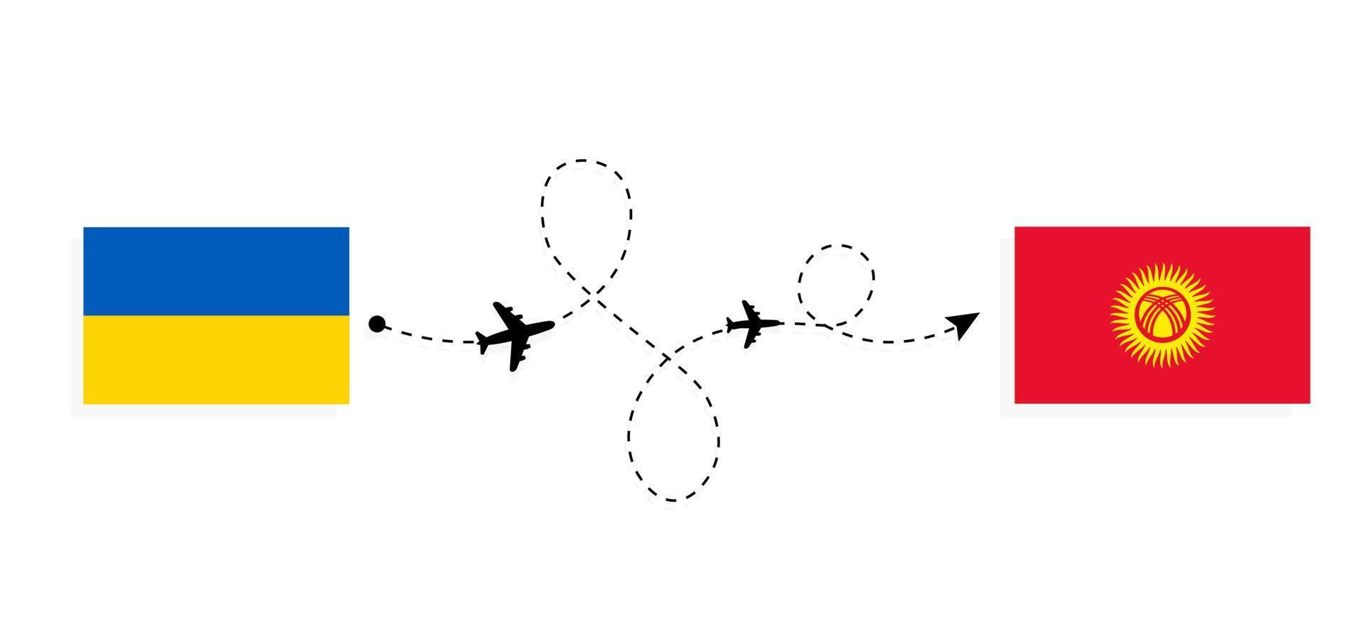 voo e viagem da ucrânia para o quirguistão pelo conceito de viagens de avião de passageiros vetor