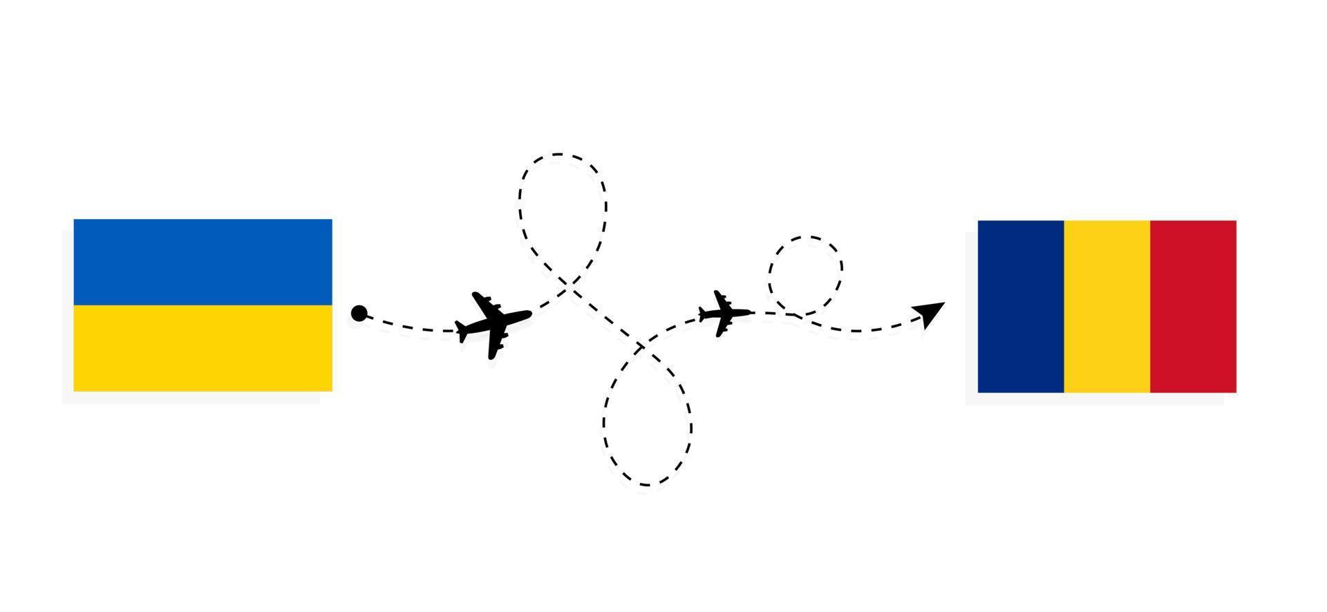 voo e viagem da ucrânia para a romênia pelo conceito de viagem de avião de passageiros vetor