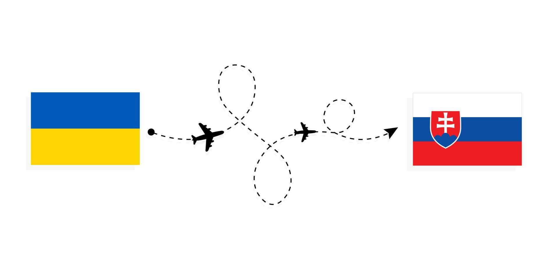 voo e viagem da ucrânia para a eslováquia pelo conceito de viagem de avião de passageiros vetor