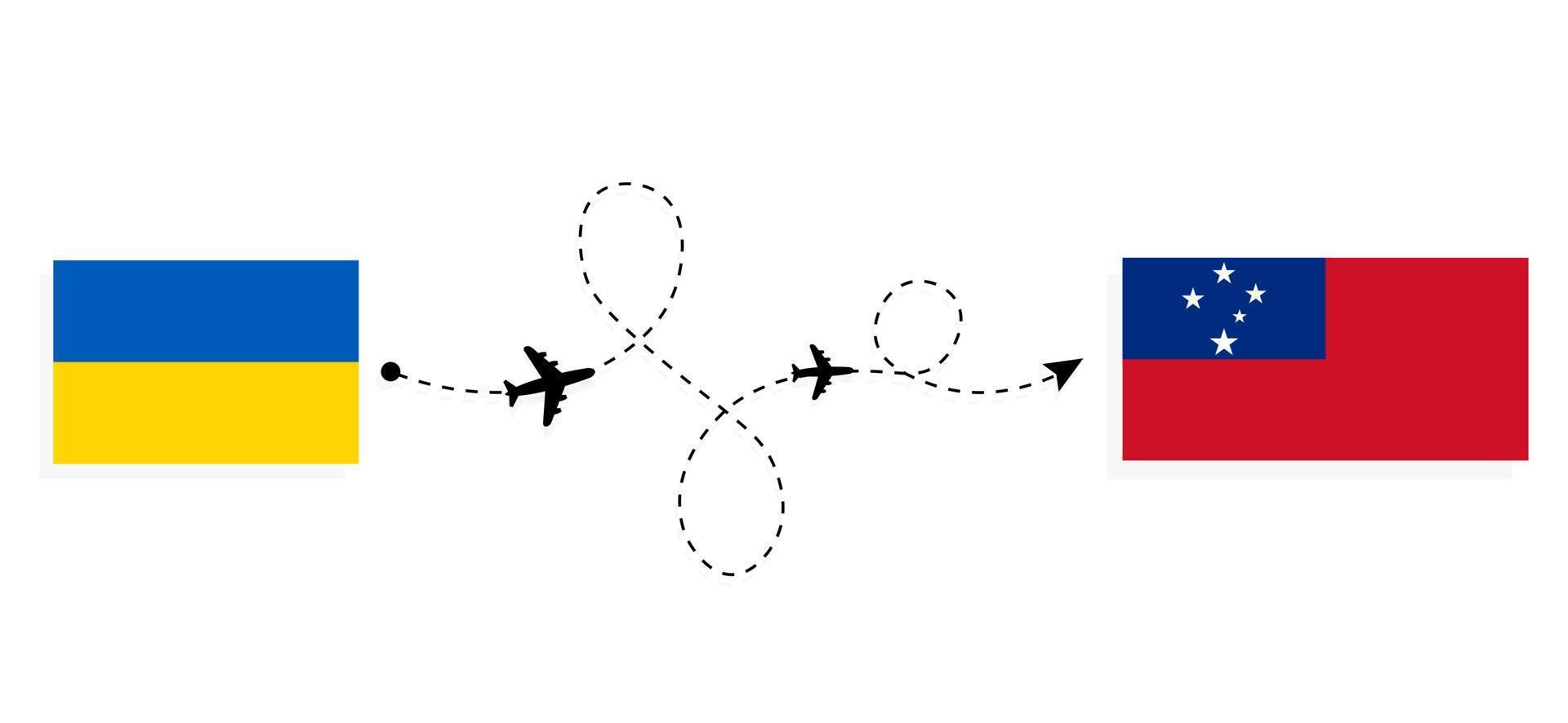 voo e viagem da ucrânia para samoa pelo conceito de viagens de avião de passageiros vetor