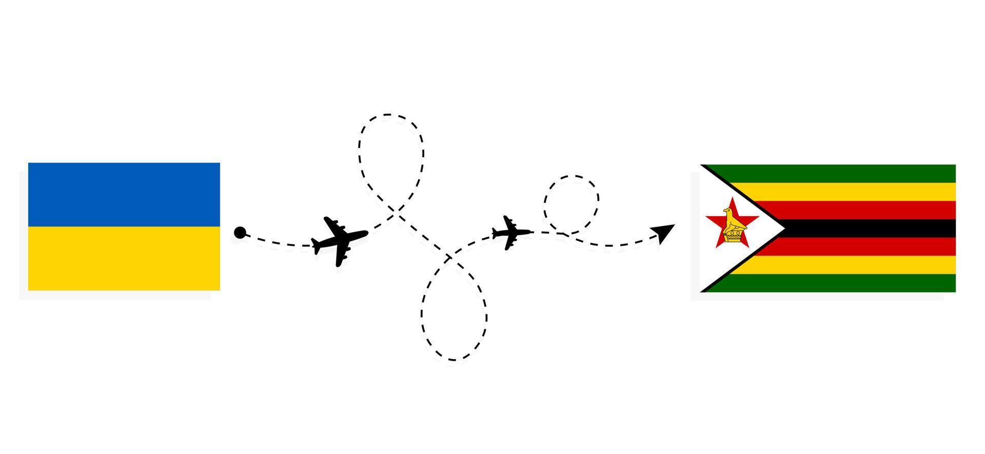 voo e viagem da ucrânia para o zimbabwe pelo conceito de viagem de avião de passageiros vetor