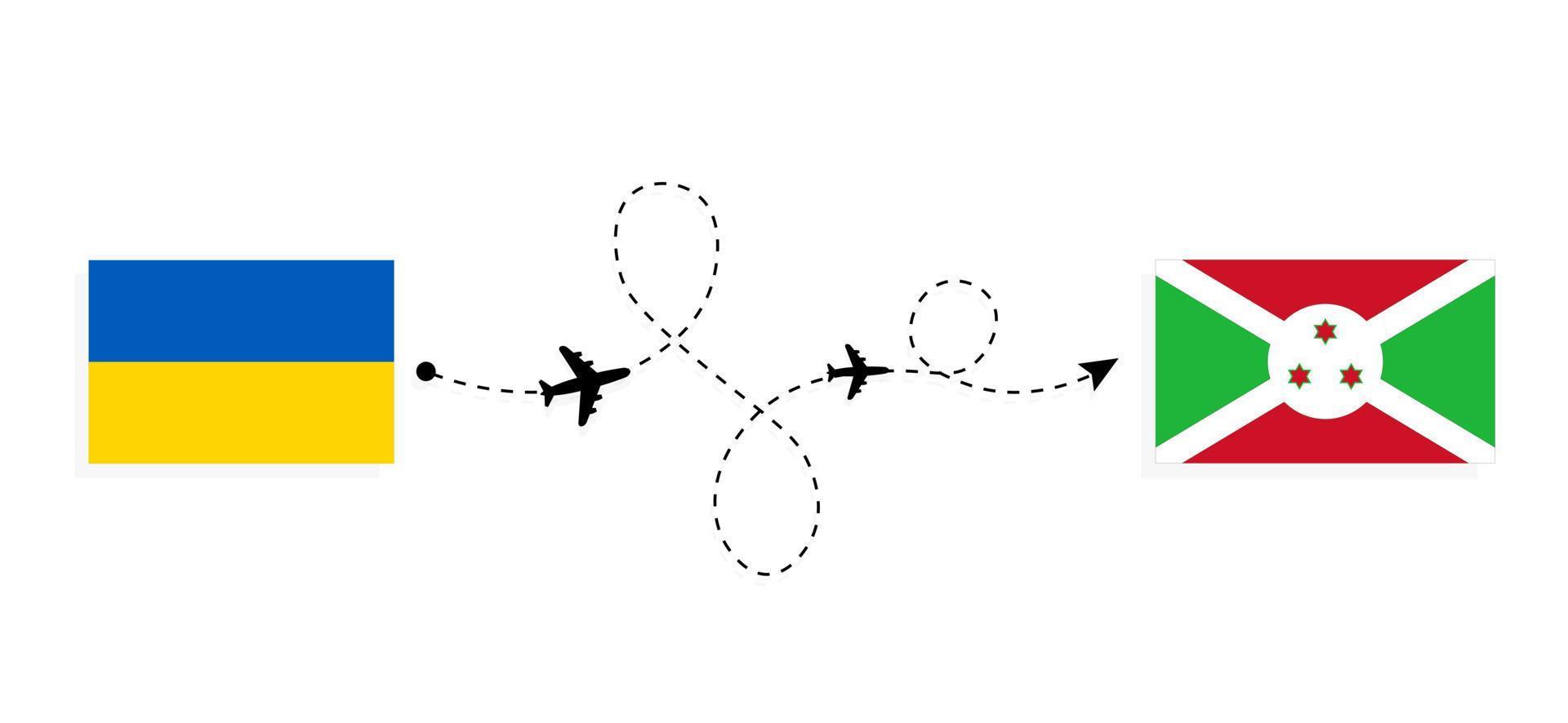 voo e viagem da ucrânia para o burundi pelo conceito de viagem de avião de passageiros vetor