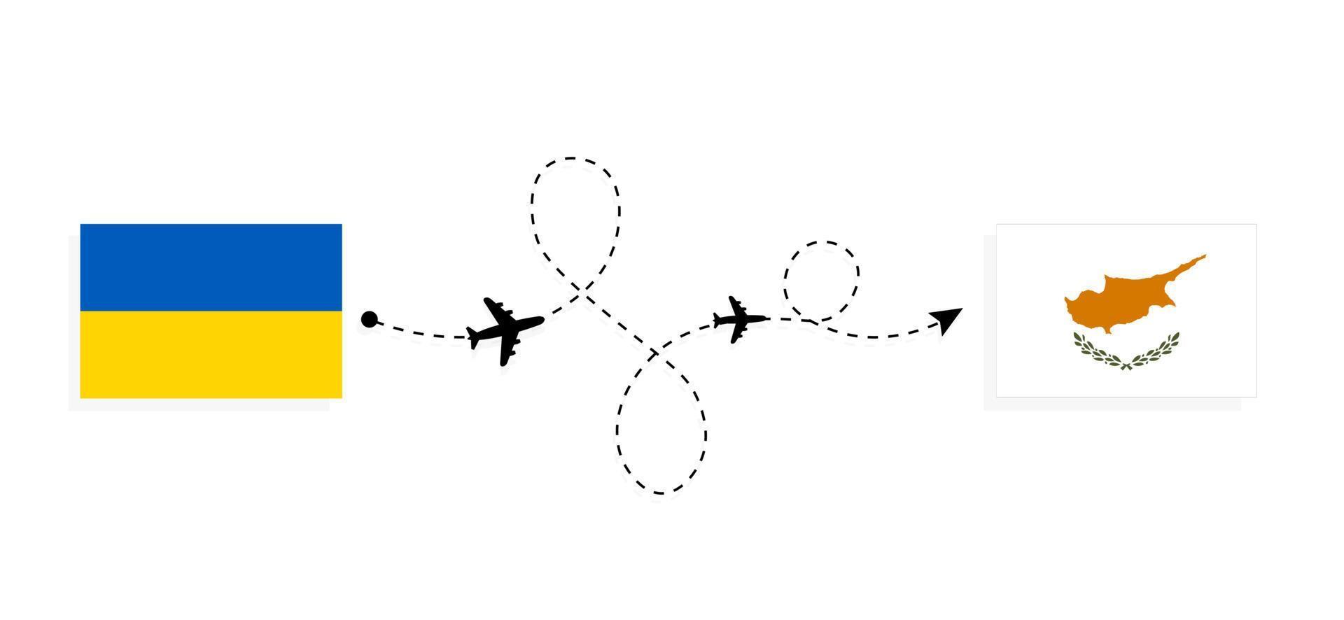 voo e viagem da ucrânia para chipre pelo conceito de viagens de avião de passageiros vetor