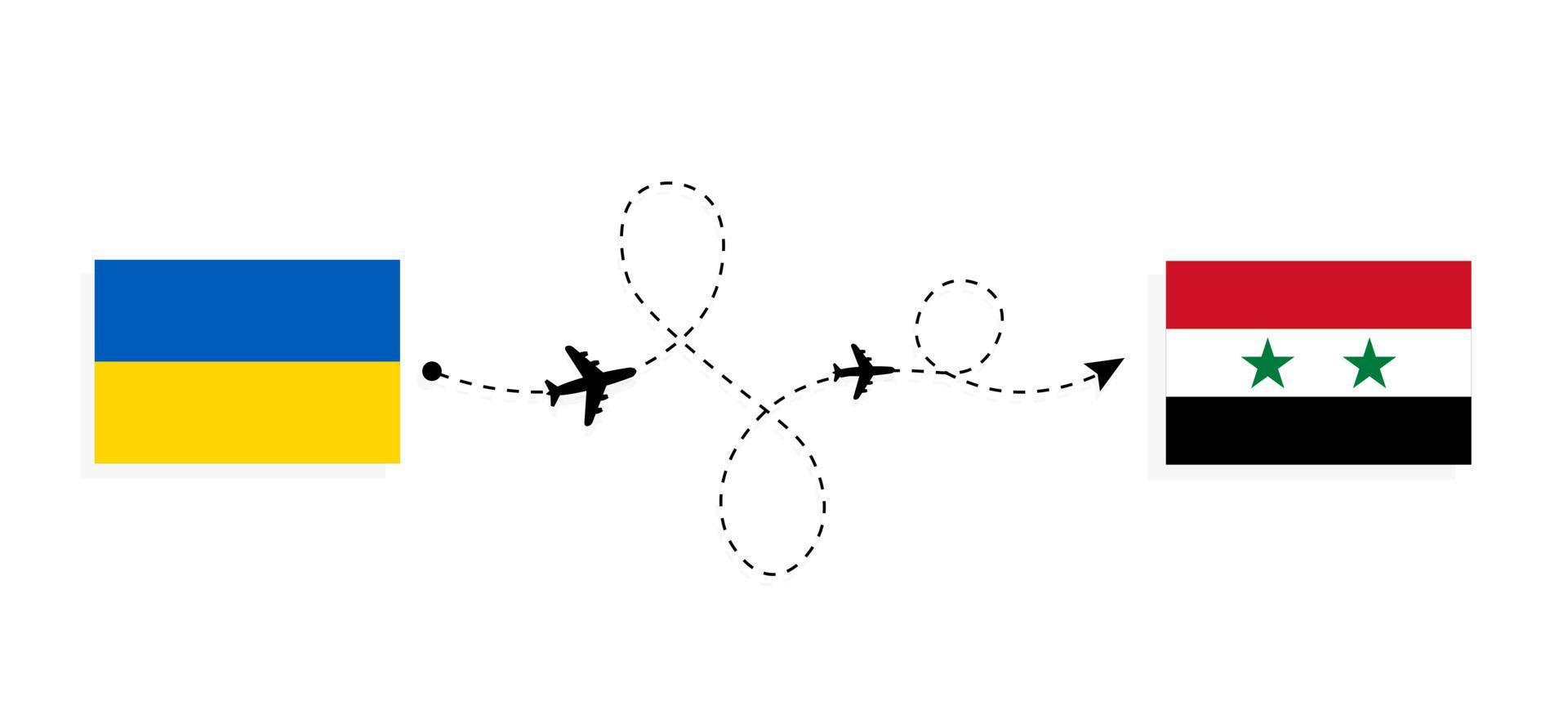 voo e viagem da ucrânia para a síria pelo conceito de viagens de avião de passageiros vetor