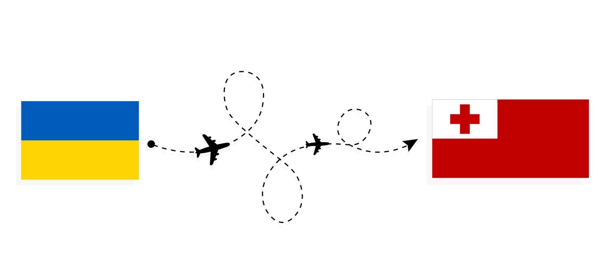 voo e viagem da ucrânia para tonga pelo conceito de viagem de avião de passageiros vetor