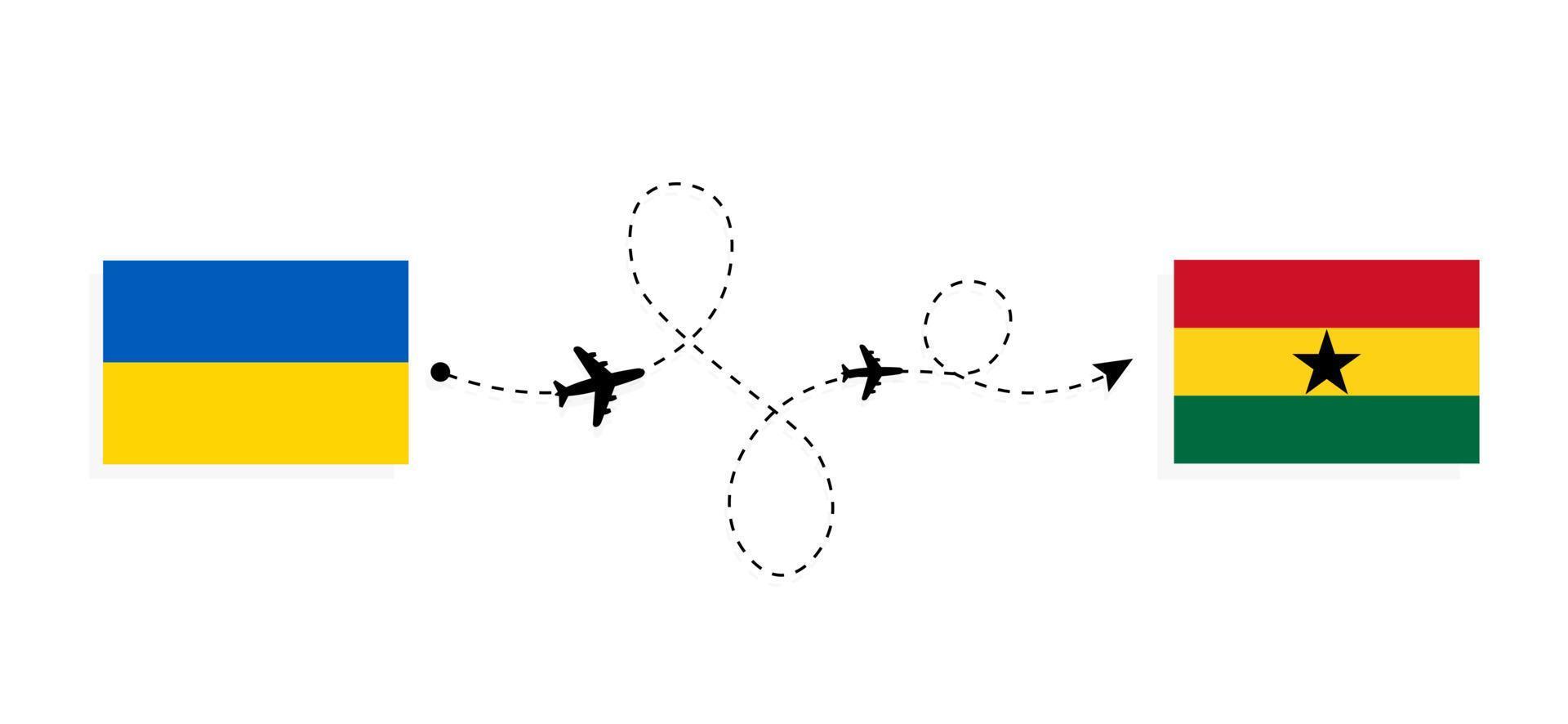 voo e viagem da ucrânia para gana pelo conceito de viagem de avião de passageiros vetor