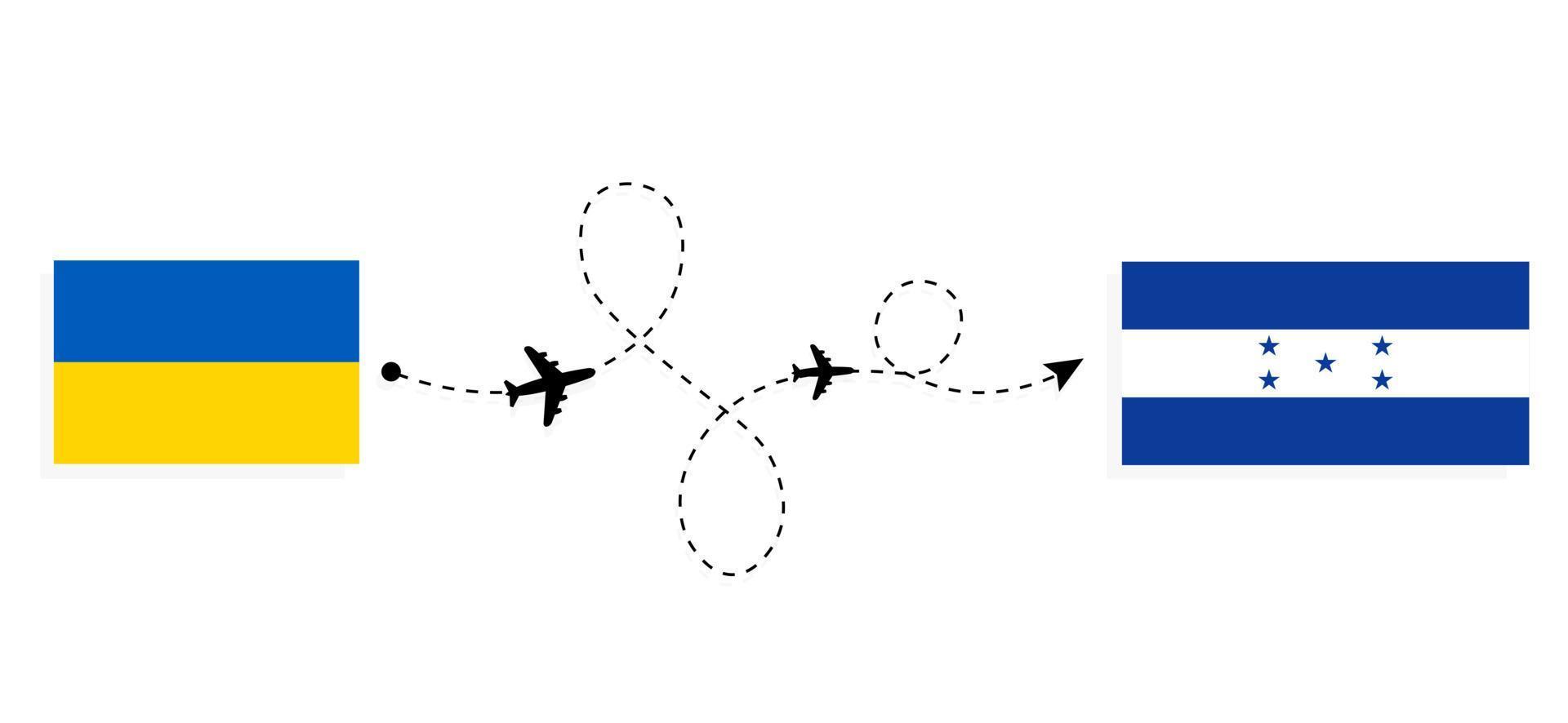 voo e viagem da ucrânia para honduras pelo conceito de viagem de avião de passageiros vetor