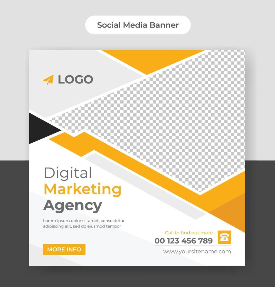 design de postagem de mídia social de marketing digital e modelo de vetor de ideia de banner quadrado de agência de negócios