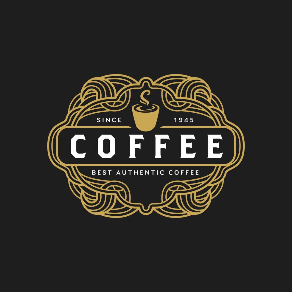 modelo de conceito de ícone de logotipo de emblema de café vintage emblema vetor