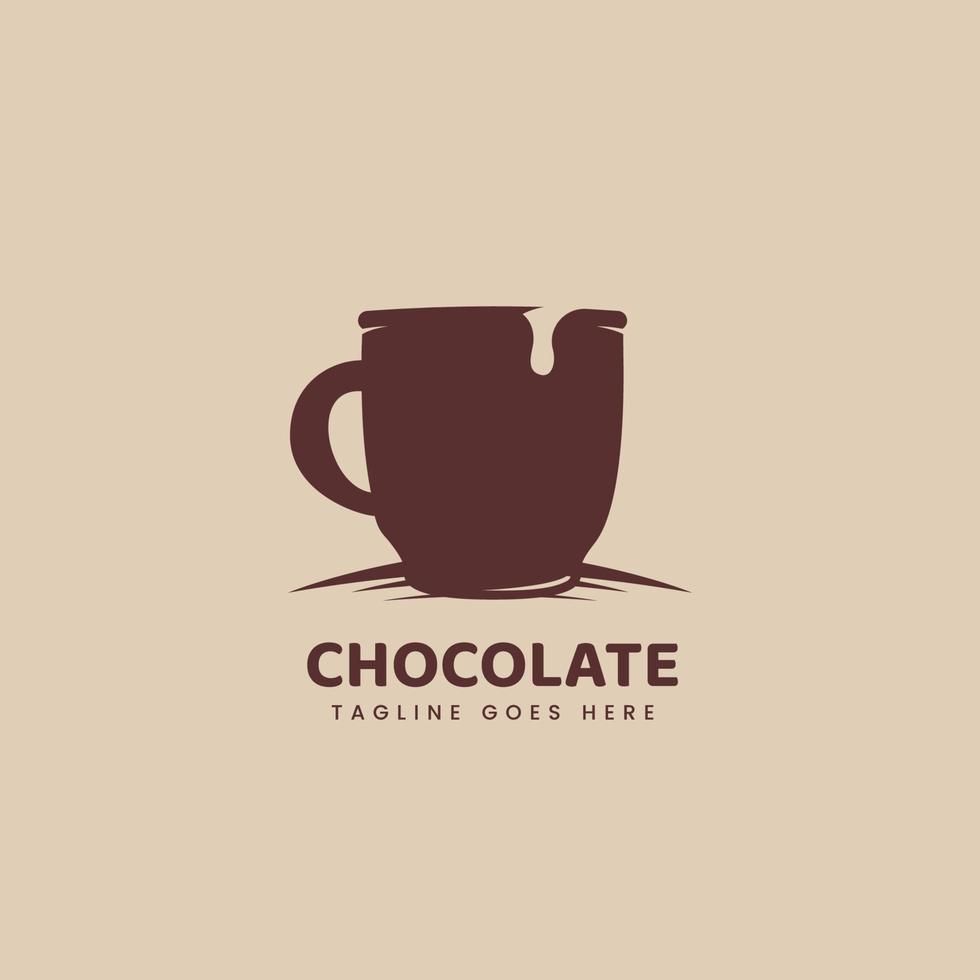 bebida de chocolate quente no modelo de ícone de logotipo de caneca em estilo clássico vintage vetor
