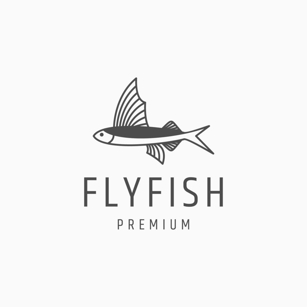 modelo de design de ícone de logotipo de peixe voador vetor