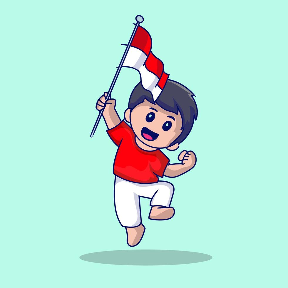 tema patriótico bonito garoto indonésio vetor