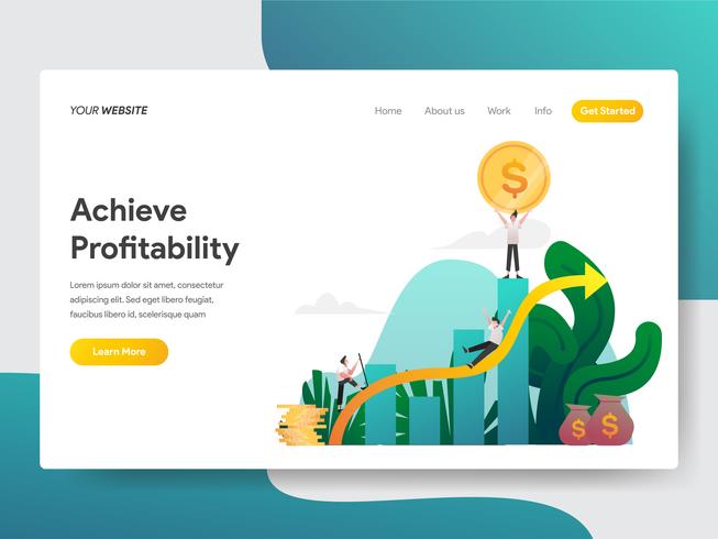 O molde da página da aterrissagem de consegue o conceito da ilustração da rentabilidade. Conceito moderno design plano de design de página da web para o site e site móvel. vetor