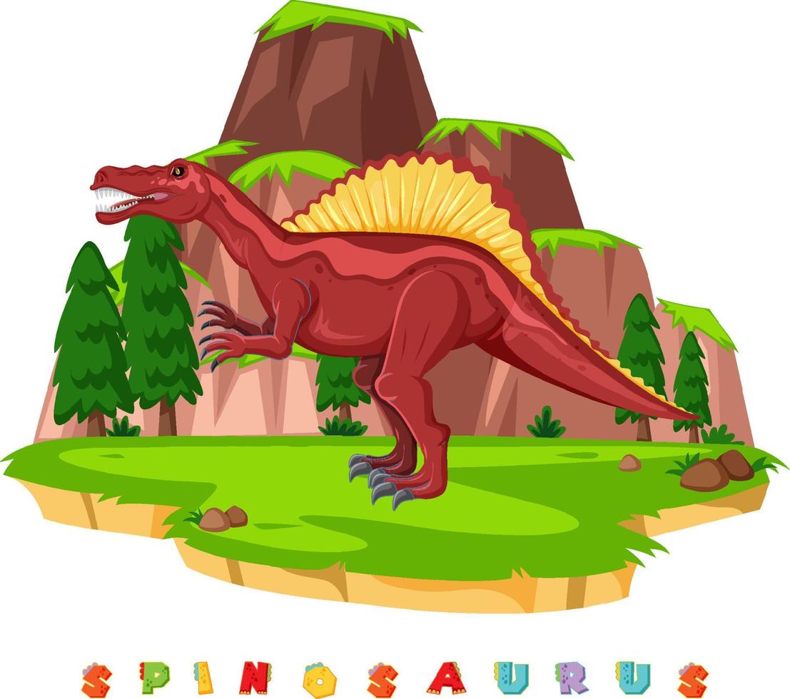 cartão de palavras de dinossauro para espinossauro vetor