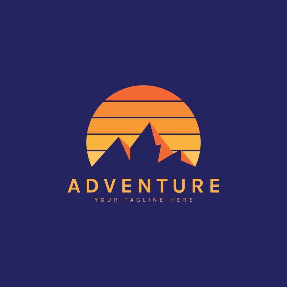 design de logotipo de montanha. perfeito para camping, aventura ao ar livre, expedição, esqui e escalada. ilustração de arte vetorial vetor