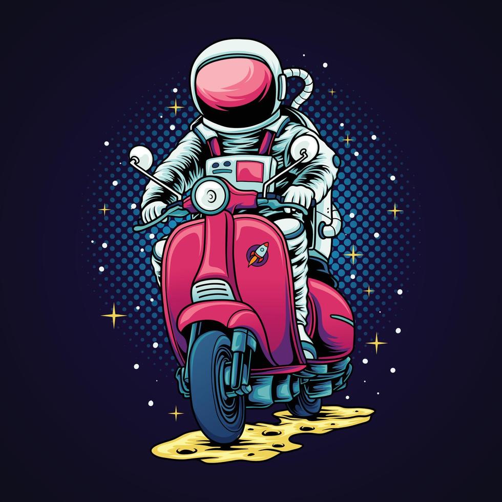 astronauta andando de moto vetor