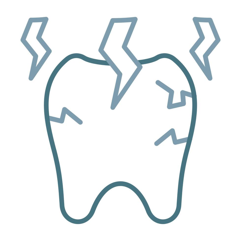 ícone de duas cores de linha de dor de dente vetor