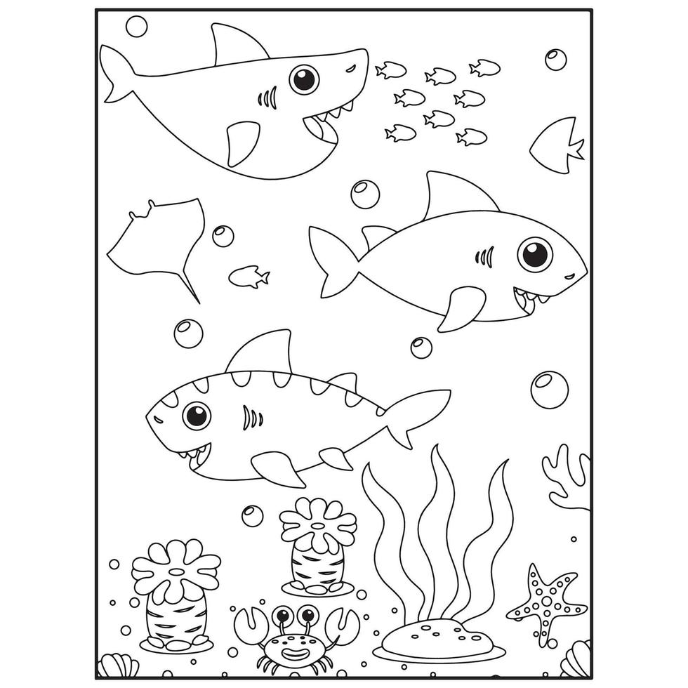 animais do oceano para colorir para crianças pro vector