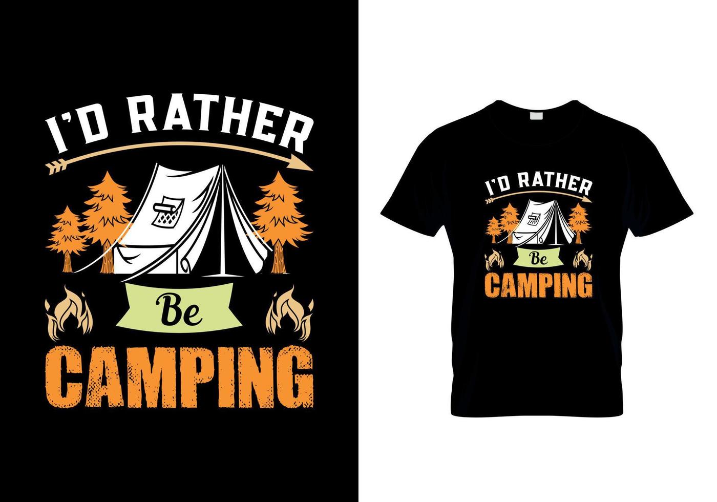 eu prefiro estar acampando design de camiseta vetor
