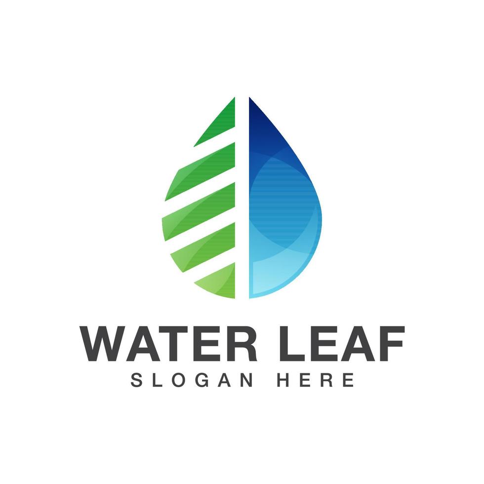 modelo de vetor de design de logotipo de gota de água moderna e folha