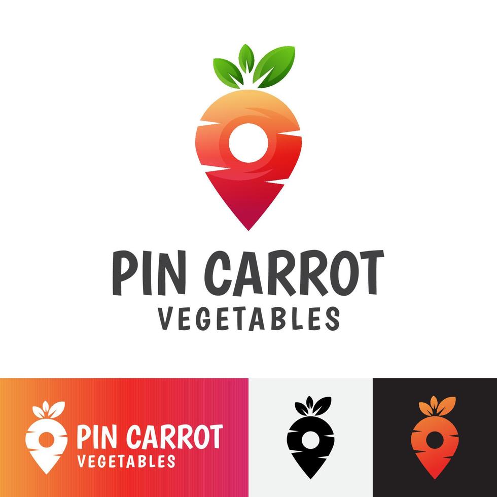 logotipo de vegetais de cenoura pino moderno. centro de alimentação saudável, vegano, dieta, agricultura, planta. modelo de vetor de design de logotipo