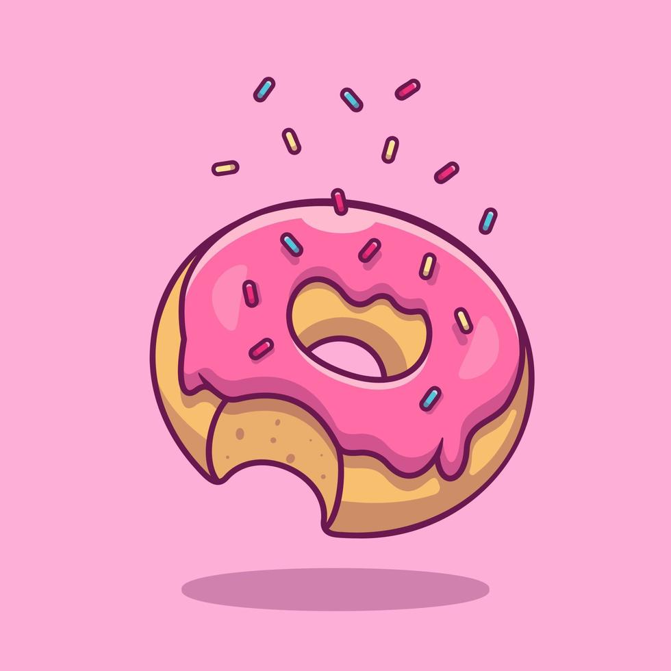 ilustração de ícone de vetor dos desenhos animados donut. comida objeto ícone conceito isolado vetor premium. estilo de desenho animado plano