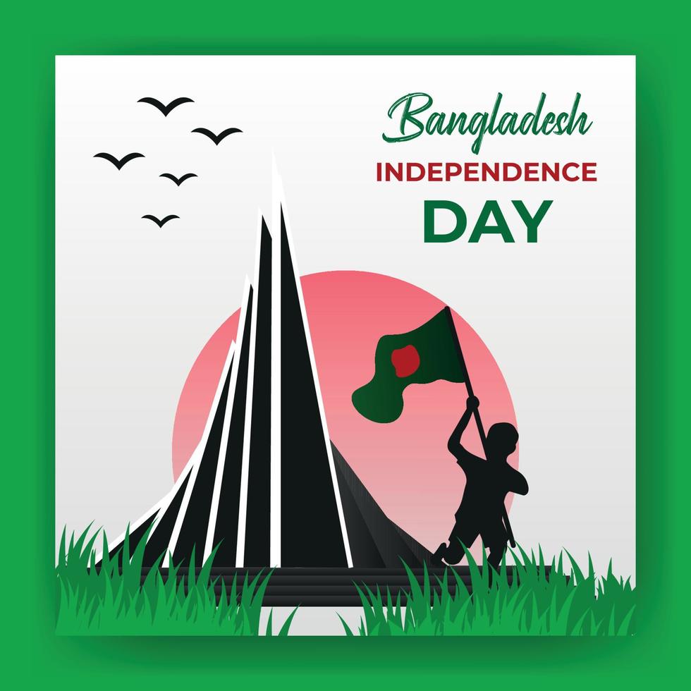 ilustração vetorial de dia da independência de bangladesh com monumento nacional vetor