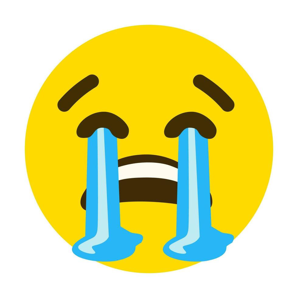 o emoji de expressão amarela está triste e chorando. vetor