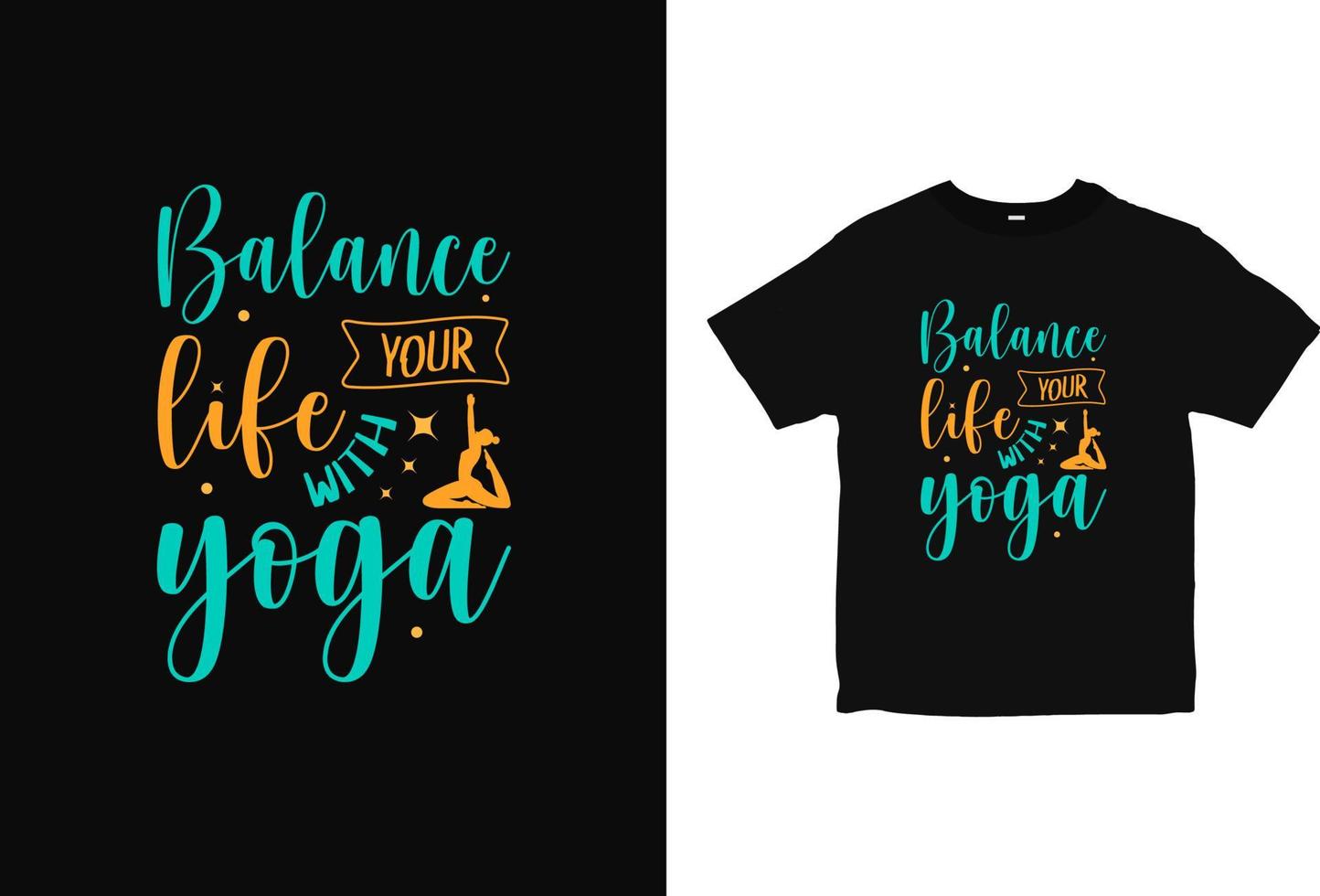 equilibrar o design de t-shirt de tipografia de ioga, citações de ioga vetor de marca de camisa retrô