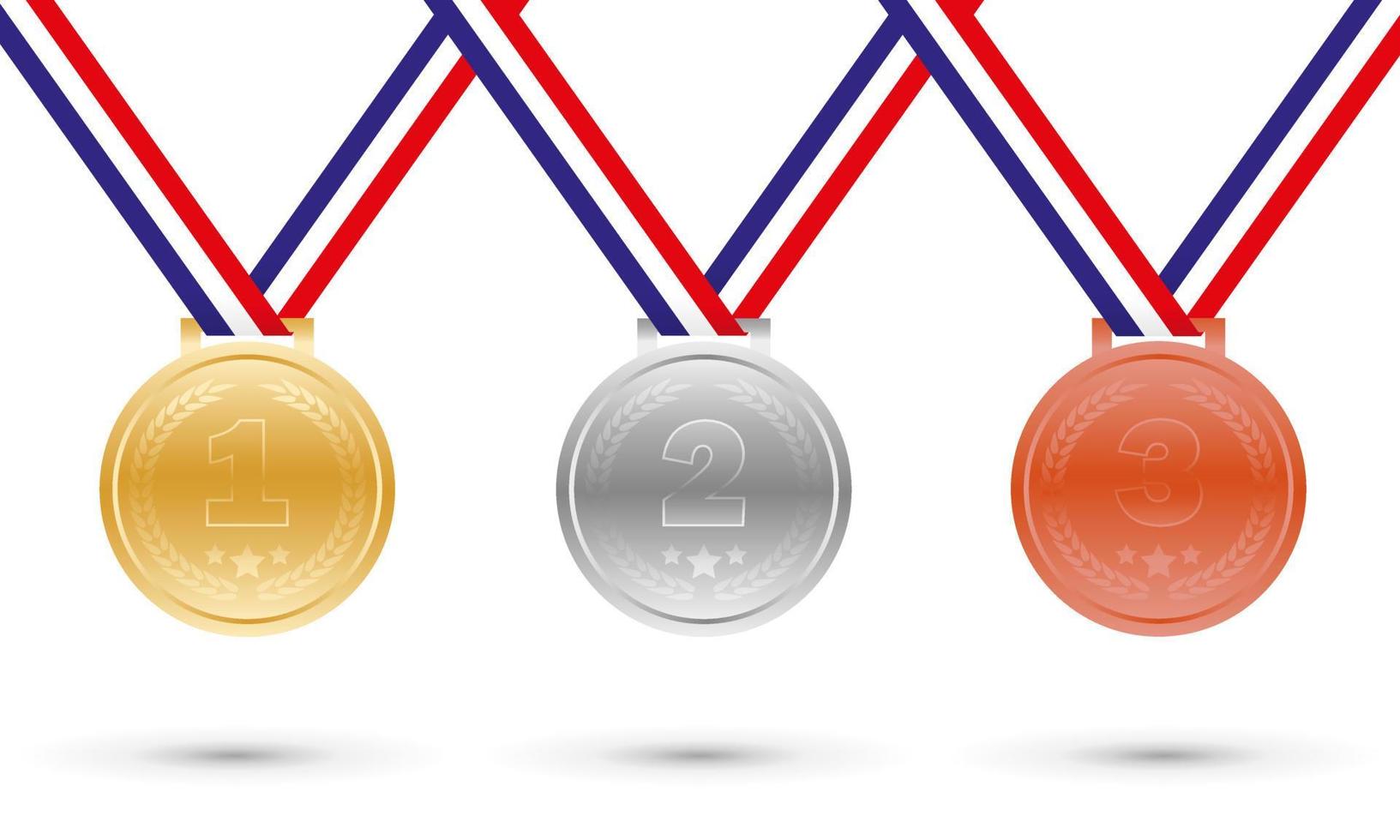 várias medalhas para primeiro, segundo e terceiro lugar por desenho vetorial vetor