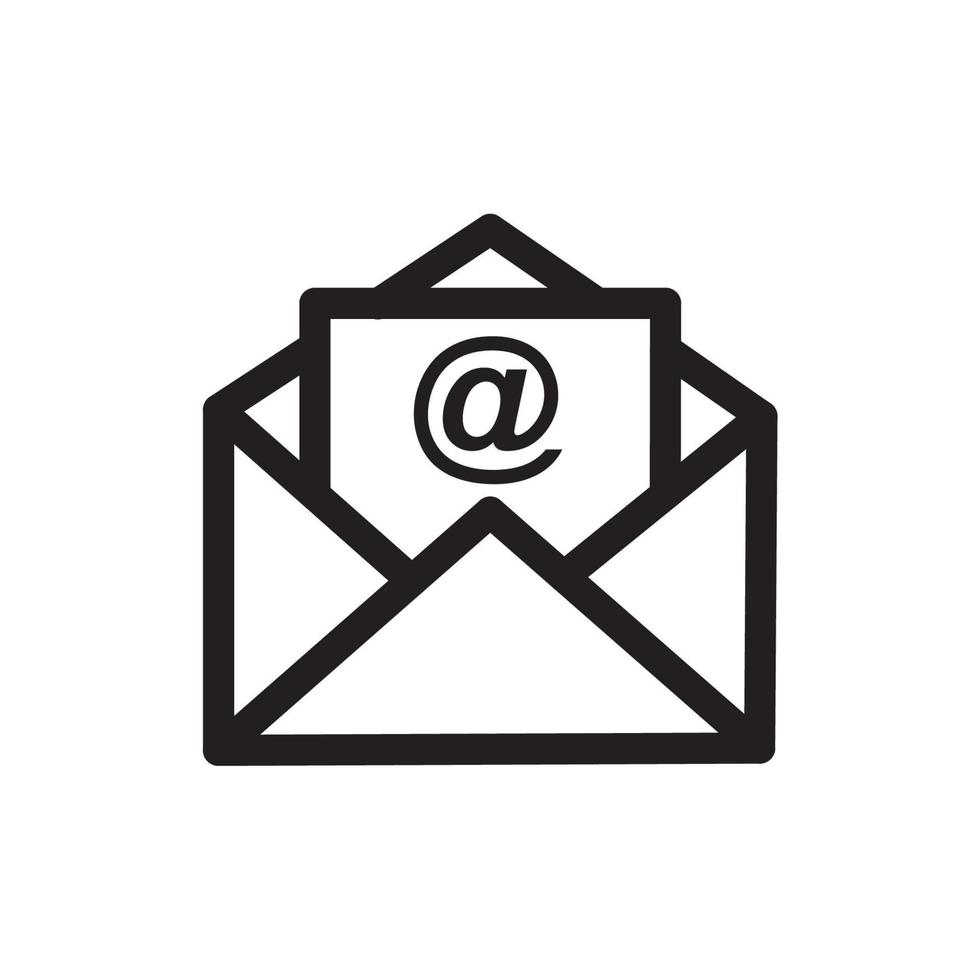 ícone de e-mail de contorno isolado em fundo cinza. pictograma de envelope aberto. símbolo de correio de linha para design de sites, aplicativo móvel, interface do usuário. ilustração vetorial. eps10 vetor