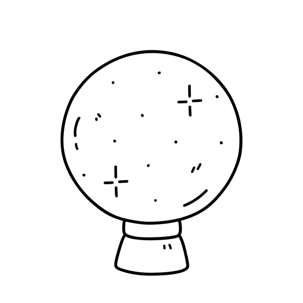 bola de cristal mágica isolada no fundo branco. ilustração vetorial desenhada à mão em estilo doodle. perfeito para cartões, decorações, logotipo. vetor