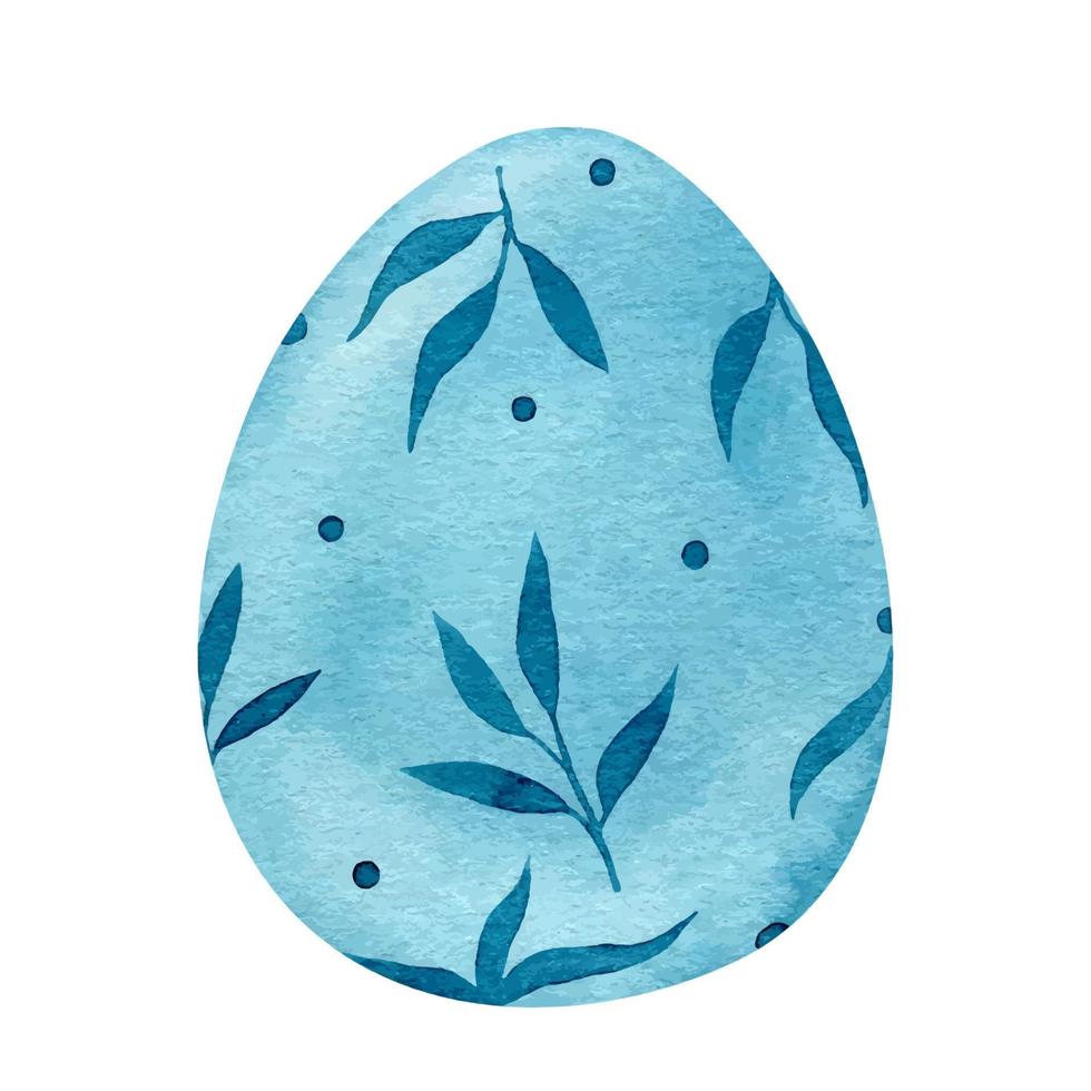 ovo de páscoa decorado com um padrão floral nas cores azuis. ilustração desenhada à mão isolada no fundo branco. perfeito para seu projeto, cartões, estampas, capas, decorações. vetor