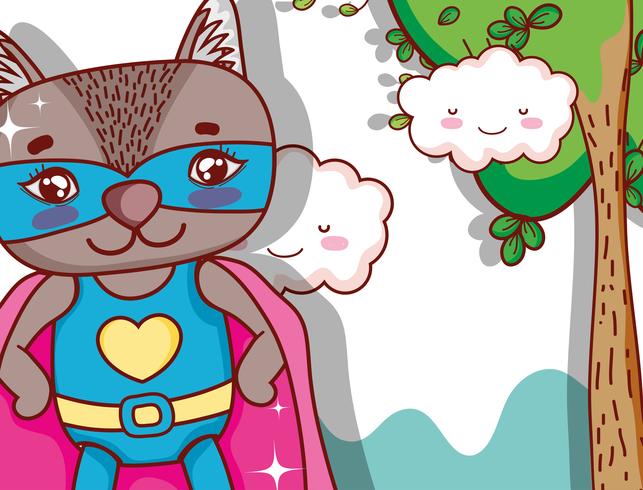 Desenhos animados de animais de super-heróis vetor